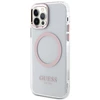 Apple iPhone 12 / 12 Pro Guess Dėklas Metal Outline Magsafe (GUHMP12MHTRMP) rožinės spalvos