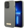Apple iPhone 13 Pro Guess Dėklas silikoninis Logo Plate MagSafe (GUHMP13LSPLG) pilkos spalvos