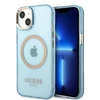 Apple iPhone 13 Guess Dėklas Gold Outline Translucent MagSafe (GUHMP13MHTCMB) mėlynos spalvos