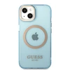 Apple iPhone 13 Guess Dėklas Gold Outline Translucent MagSafe (GUHMP13MHTCMB) mėlynos spalvos