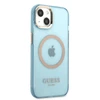 Apple iPhone 13 Guess Dėklas Gold Outline Translucent MagSafe (GUHMP13MHTCMB) mėlynos spalvos