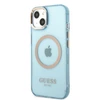 Apple iPhone 13 Guess Dėklas Gold Outline Translucent MagSafe (GUHMP13MHTCMB) mėlynos spalvos