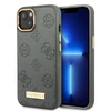 Apple iPhone 13 Guess dėklas Peony Logo Plate MagSafe (GUHMP13MSAPSTG) pilkos spalvos