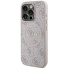 Apple iPhone 13 Pro Max Guess dėklas 4G Collection odinis Metal Logo MagSafe (GUHMP13XG4GFRP) rožinės spalvos