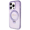Apple iPhone 13 Pro Max Guess dėklas Ring Stand Script Glitter MagSafe (GUHMP13XHRSGSU) violetinės spalvos
