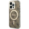 Apple iPhone 14 Pro Guess dėklas 4G MagSafe (GUHMP14LH4STW) rudos spalvos