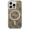 Apple iPhone 14 Pro Guess dėklas 4G MagSafe (GUHMP14LH4STW) rudos spalvos