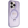 Dėklas GUESS GUHMP14LHRSGU IPHONE 14 PRO 6.1 "purpurinis/purpurinis KIETAS DĖLĖS RING STOVAS SCRIPT GLITTER MAGSAFE