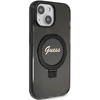 Guess GUHMP14SHRSGSK iPhone 14 / 15 / 13 6.1" juoda/juodos spalvos dėklas Ring Stand Script Glitter MagSafe