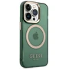 Apple iPhone 14 Pro Max Guess Dėklas Gold Outline Translucent MagSafe žalios spalvos
