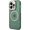 Apple iPhone 14 Pro Max Guess Dėklas Gold Outline Translucent MagSafe žalios spalvos