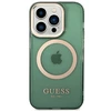 Apple iPhone 14 Pro Max Guess Dėklas Gold Outline Translucent MagSafe žalios spalvos