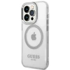 Apple iPhone 14 Pro Max Guess Dėklas Metal Outline Magsafe (GUHMP14XHTRMS) sidabrinės spalvos