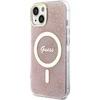 Apple iPhone 13 / 14 / 15 Guess dėklas IML 4G MagSafe (GUHMP15SH4STP) rožinės spalvos