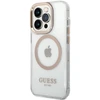 Guess dėklas, skirtas iPhone 15 Pro Max 6,7 GUHMP15XHTRMD auksinis HC Magsafe Metal Outline