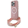 Guess GUHMP16LHCTSGNSP Apple iPhone 16 Pro 6.3" dėklas telefonui rožinės spalvos Crossbody Cord Script MagSafe