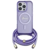 Guess GUHMP16LHCTSGNSU Apple iPhone 16 Pro 6.3" dėklas telefonui violetinės spalvos Crossbody Cord Script MagSafe
