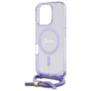 Guess GUHMP16LHCTSGNSU Apple iPhone 16 Pro 6.3" dėklas telefonui violetinės spalvos Crossbody Cord Script MagSafe
