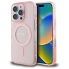 Apple iPhone 16 Pro Guess IML Glitter Circle MagSafe (GUHMP16LHFGEREP) dėklas telefonui rožinės spalvos