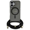 Guess GUHMP16SHCTSGNSK Apple iPhone 16 6.1" dėklas telefonui juodos spalvos Crossbody Cord Script MagSafe