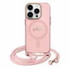 Guess GUHMP16SHCTSGNSP Apple iPhone 16 6.1" dėklas telefonui rožinės spalvos Crossbody Cord Script MagSafe