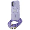 Guess GUHMP16SHCTSGNSU Apple iPhone 16 6.1" dėklas telefonui violetinės spalvos Crossbody Cord Script MagSafe