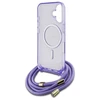 Guess GUHMP16SHCTSGNSU Apple iPhone 16 6.1" dėklas telefonui violetinės spalvos Crossbody Cord Script MagSafe