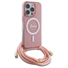 Guess GUHMP16XHCTSGNSP Apple iPhone 16 Pro Max 6.9" dėklas telefonui rožinės spalvos Crossbody Cord Script MagSafe