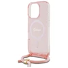 Guess GUHMP16XHCTSGNSP Apple iPhone 16 Pro Max 6.9" dėklas telefonui rožinės spalvos Crossbody Cord Script MagSafe