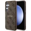 Samsung Galaxy S24 Guess Dėklas 4G Collection odinis Metal Logo MagSafe (GUHMS24SG4GFRW) rudos spalvos