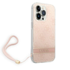 Guess GUOHCP14LH4STP Apple iPhone 14 Pro 6,1" dėklas telefonui rožinės spalvos hardcase 4G Print Strap