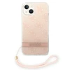 Apple iPhone 14 Plus Guess dėklas 4G Print Strap (GUOHCP14MH4STP) rožinės spalvos