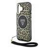 Guess HC IML Leopard Triangle Cord Strap Apple iPhone 16 MagSafe dėklas telefonui