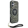 Guess HC IML Leopard Triangle Cord Strap Apple iPhone 16 MagSafe dėklas telefonui