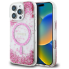 Dėklas GUESS HC Resin Bottom Glitter Magsafe skirtas Apple iPhone 16 Pro rožinės spalvos