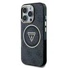 Guess IML Metal Glitter 4G Circle Triangle MagSafe – dėklas skirtas Apple iPhone 16 Pro Max juodas