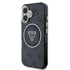 Guess IML 4G Glitter and Triangle Logo MagSafe Apple iPhone 16 dėklas telefonui juodos spalvos