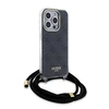 Guess GUHCP15LHC4SEK Apple iPhone 15 Pro 6.1″ juodos spalvos kietas dėklas Crossbody Cord 4G Print