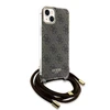 Guess GUHCP15SHC4SEW Apple iPhone 15 / 14 / 13 6.1″ rudos spalvos kietas dėklas Crossbody Cord 4G Print