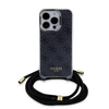 Guess GUHCP15LHC4SEK Apple iPhone 15 Pro 6.1″ juodos spalvos kietas dėklas Crossbody Cord 4G Print