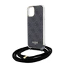 Dėklas GUESS GUHCP15SHC4SEK IPHONE 15/14/13 6.1 "Juodas / Juodas HARDCASE CROSSBODY CORD 4G PRINT