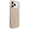 Guess IML Flowers Electro Pearl Strap MagSafe dėklas skirtas Apple iPhone 17 Pro Max rožinės spalvos