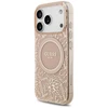 Guess IML Flowers Electro Pearl Strap MagSafe dėklas skirtas Apple iPhone 17 Pro rožinės spalvos