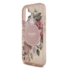 Guess IML Flowers virvelė MagSafe dėklas skirtas Apple iPhone 17 rožinės spalvos