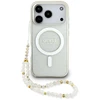 Guess IML Glitter Pearl Strap MagSafe dėklas skirtas Apple iPhone 17 Pro Clear