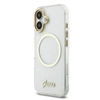 Guess IML Glitter Script Strap MagSafe dėklas skirtas iPhone 17 Transparent