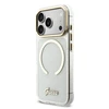 Guess IML Glitter Script Strap MagSafe dėklas skirtas iPhone 17 Pro Transparent
