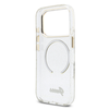 Guess IML Glitter Script Strap MagSafe dėklas skirtas iPhone 17 Pro Max Transparent
