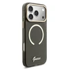 Guess IML Glitter Script Strap MagSafe dėklas skirtas iPhone 17 Pro Max Juodas