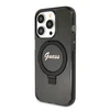 Dėklas GUESS GUHMP15XHRSGSK IPHONE 15 PRO MAX 6.7 "Juodas/Juodas HARDCASE RING STAND SCRIPT GLITTER MAGSAFE